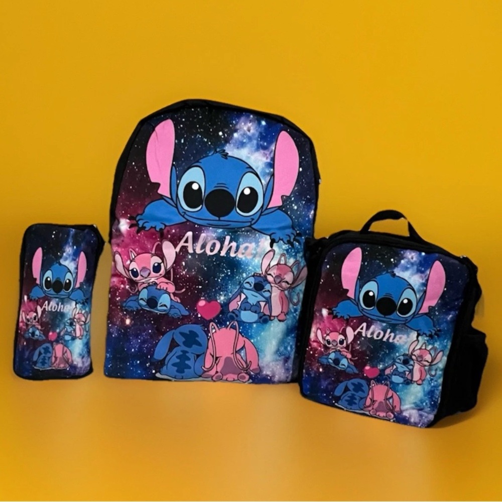 Stich Themed Bags 3 Pieces Set School Backpack